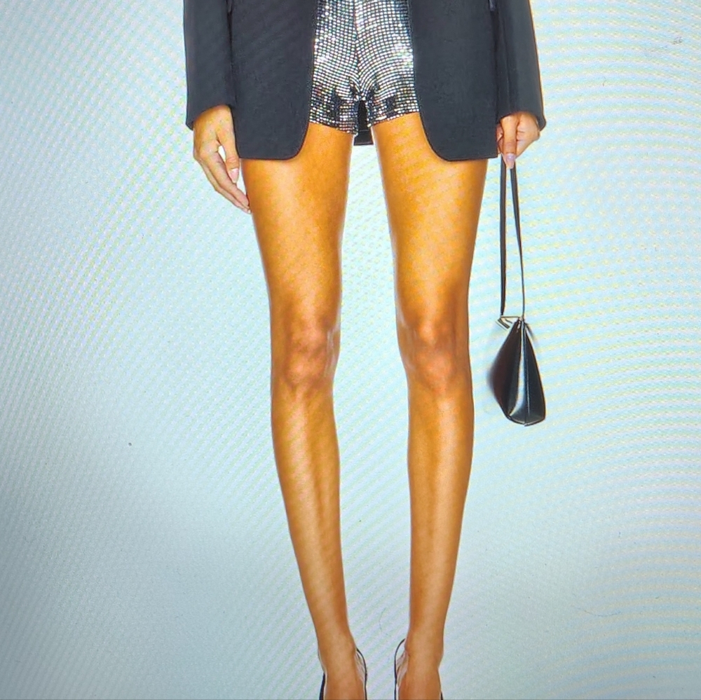 NEW EXPRESS Silver Metallic Dressy Shorts 4